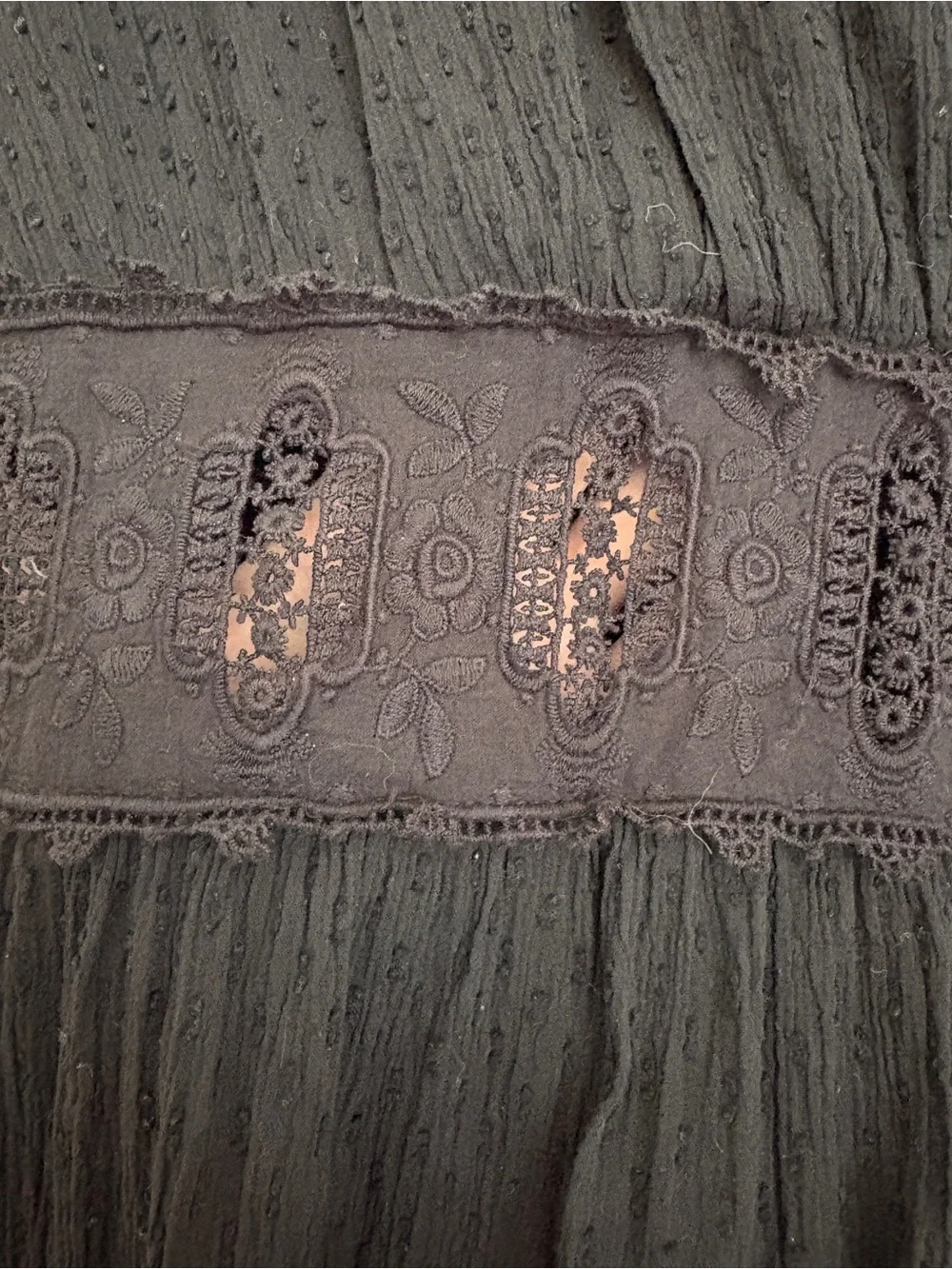 Altar’d State Black Boho Mini Dress Embroidered CutoutWaist Flutter Sleeve